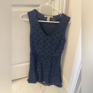 Navy Blue Sleeveless Lace Dress